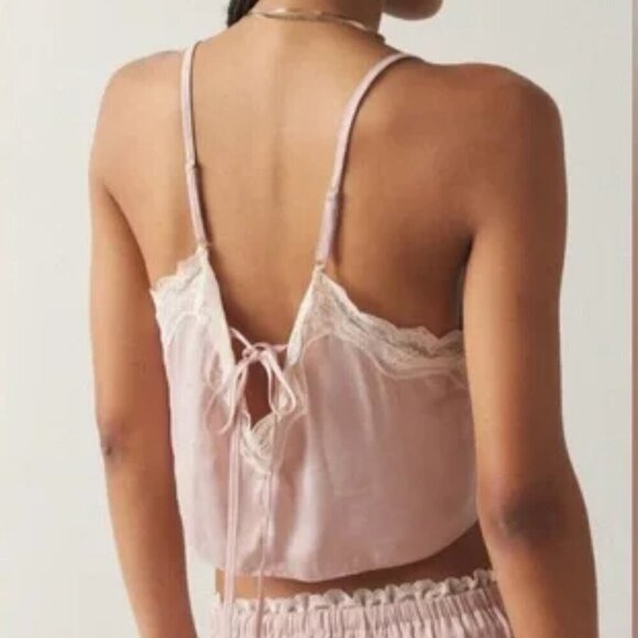 NWT UO Out From Under Juliette Lacy Pink Satin Cami - Picture 5 of 7